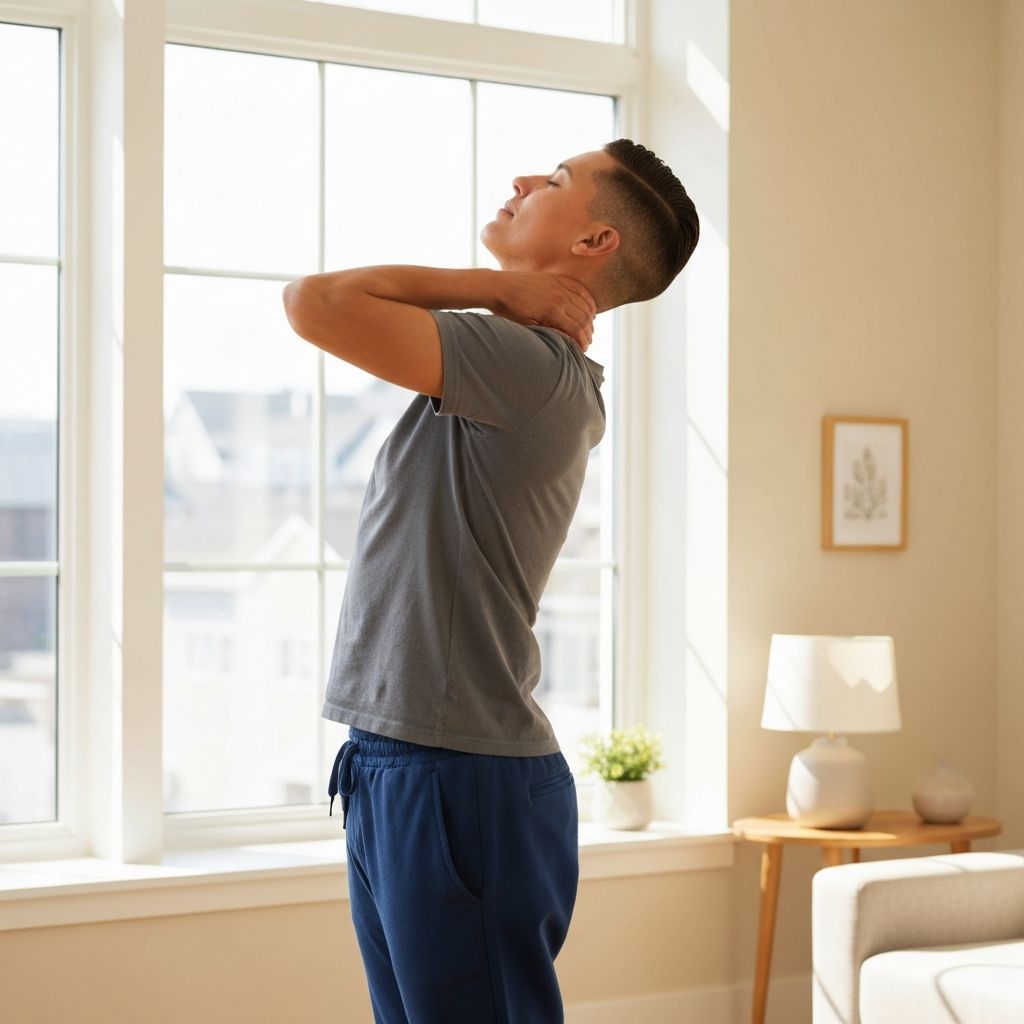 Demonstration of neck stretch exercise